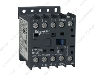 Ρελέ μίνι 4 KW 9Α 3Ρ+1NC με πηνίο 24 VAC LC1K0901B7 Schneider Electric